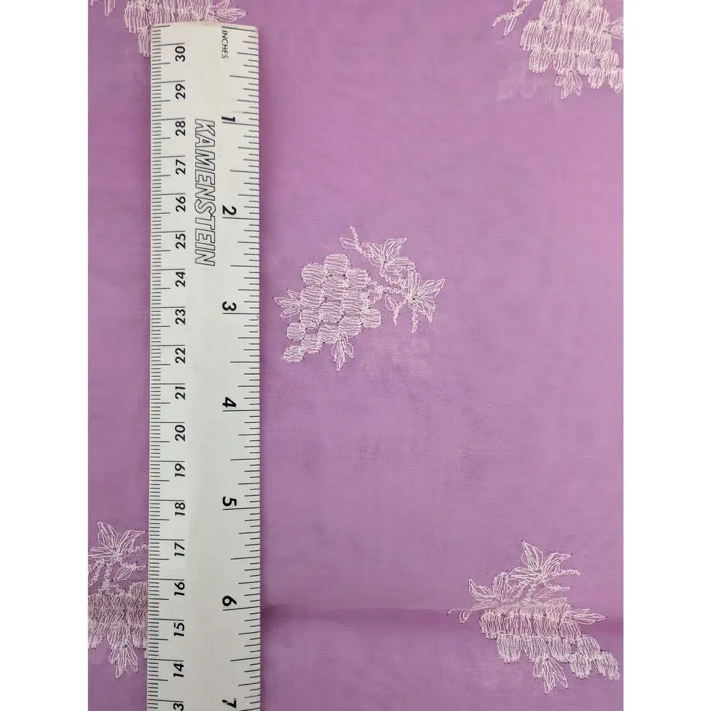 Purple Embroidered Grape Fabric Sheer Lavender Organza Material 34